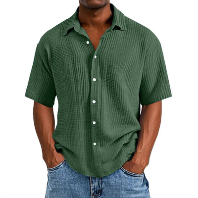 Spring And Summer Men's Short-sleeve Lapel Shirt Double Layer Champray