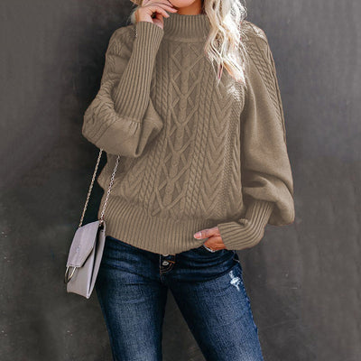 New Style Medium Neck Sweater Women's Loose Long Sleeve Knitting