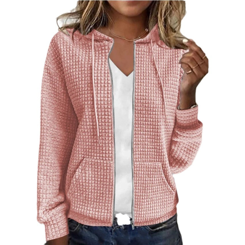 Women's Zipper Hooded Cardigan Long Sleeve Sweater Coat