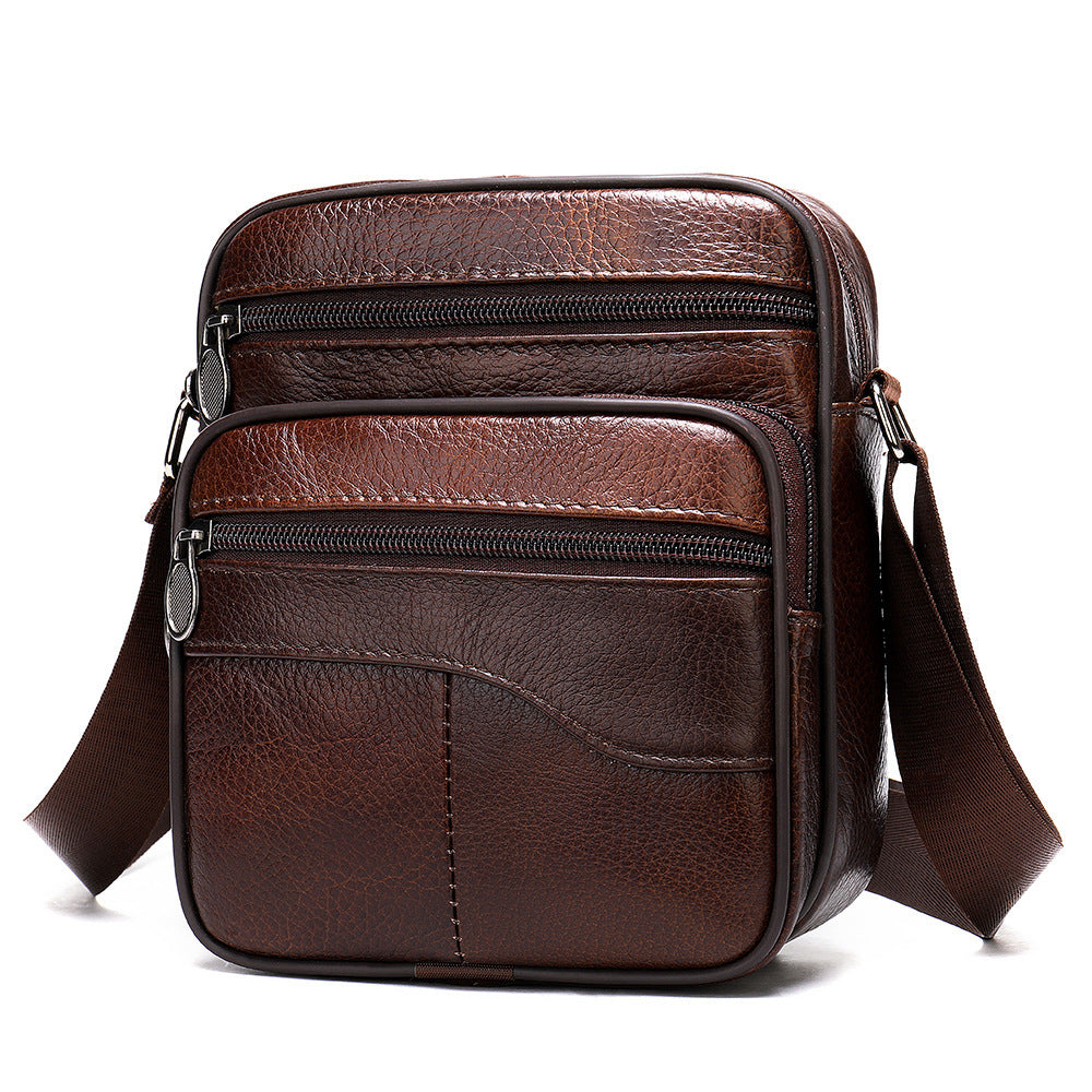 Vertical Head Layer Cowhide Casual One-shoulder Messenger Bag
