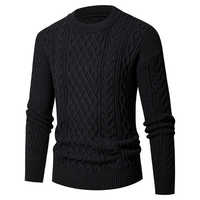 Men's Young And Middle-aged Thickened Solid Color Round Neck