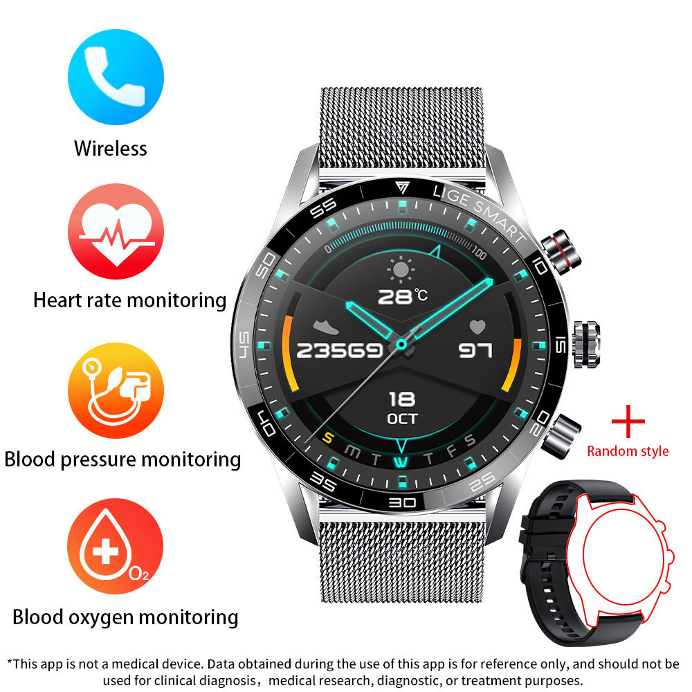 Smart Blood Pressure Heart Rate Bluetooth Multifunctional Men Business Watch