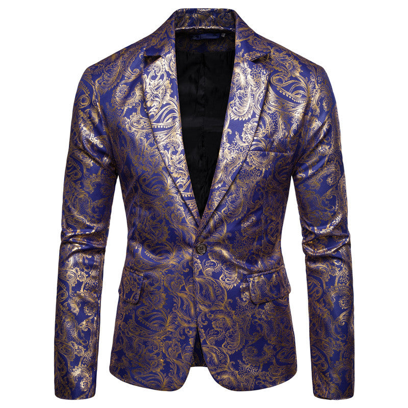 Men's Glossy Gold-stamped Performance Suit Jacket