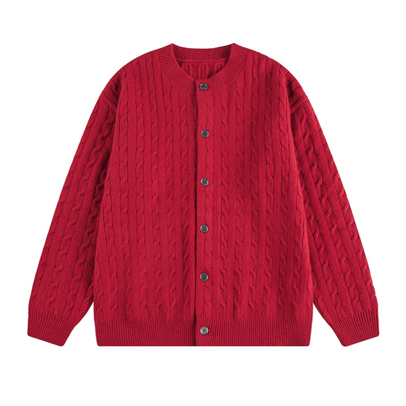 Twisted Solid Color Sweater Cardigan For Men And Women, American Style For Autumn And Winter