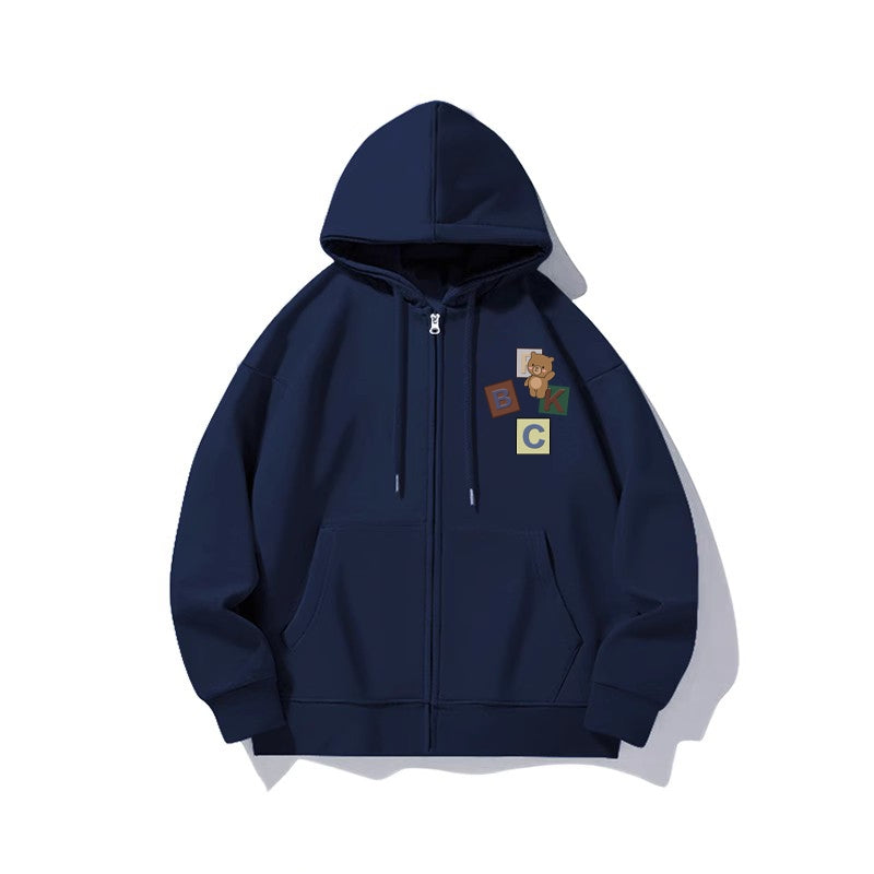 Melange Gray Zipper Cardigan Sweater Men And Women Autumn