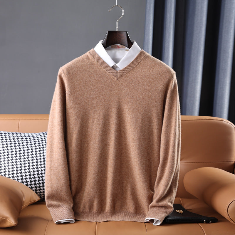 Korean Style Wool V-neck Bottoming Shirt Pullover Sweater