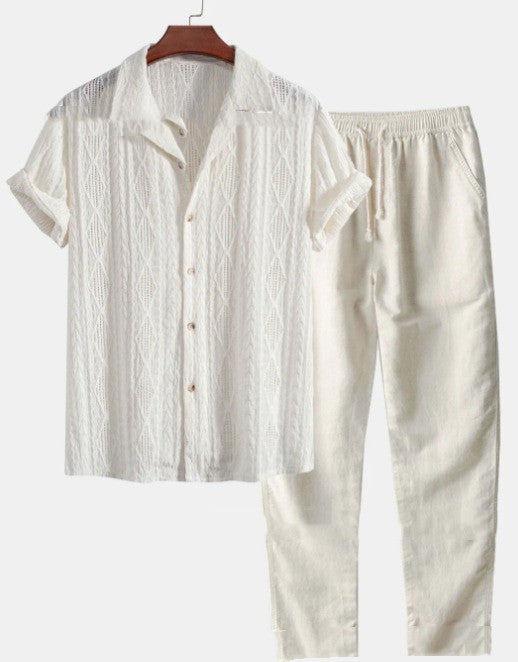 Loose Short Sleeve Shirt Trousers Suit Men