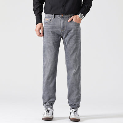 Classic Light Luxury Fit Slimming Retro Jeans Gray