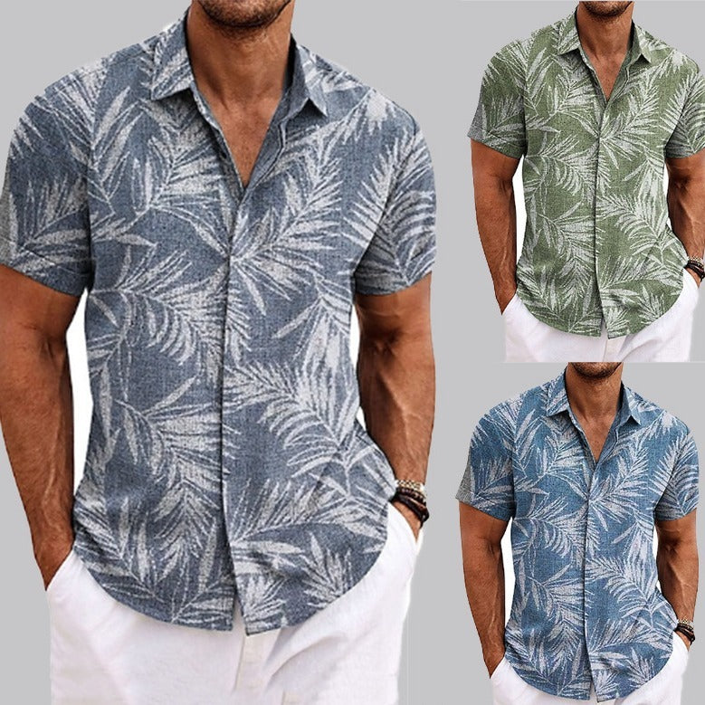 Men's Linen Short-sleeved T-shirt Loose