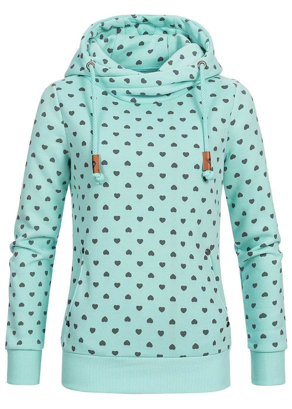 Printed loose hooded sweatshirt