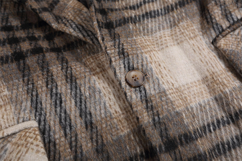 Fashion Checked Woolen Coat Men