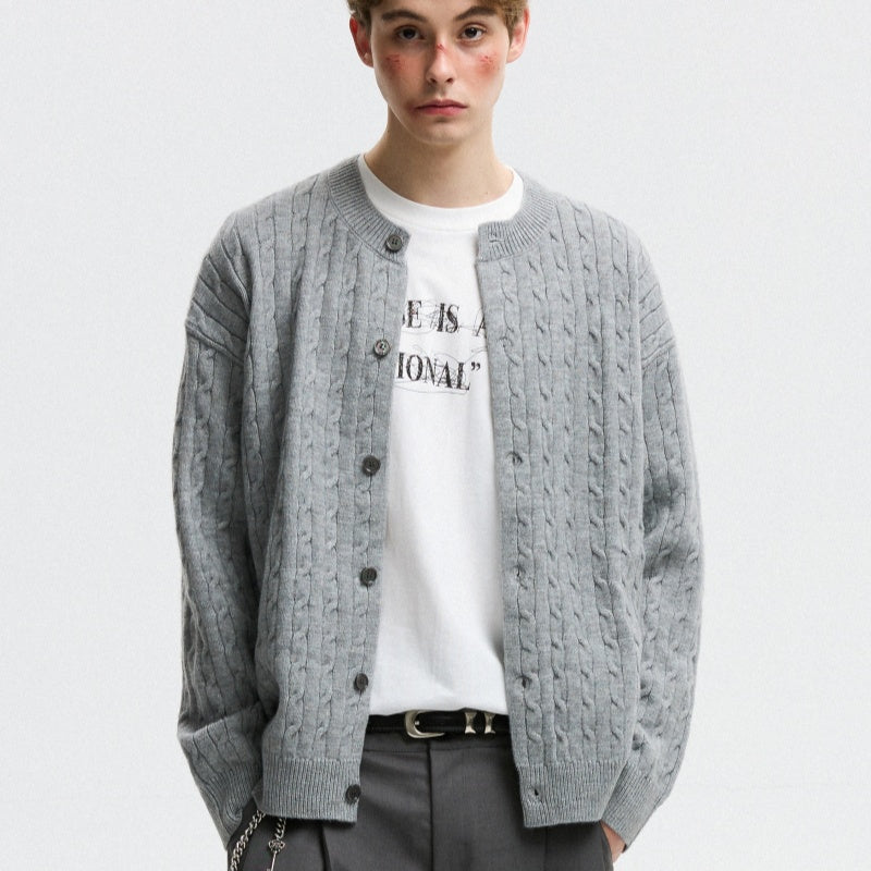 Twisted Solid Color Sweater Cardigan For Men And Women, American Style For Autumn And Winter