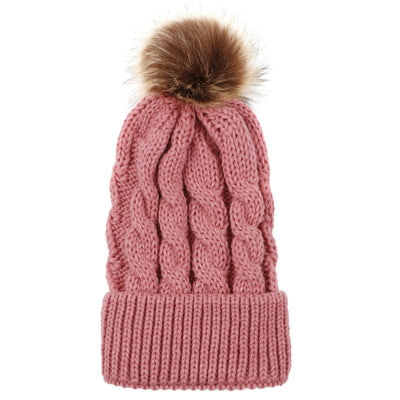 Autumn and winter ball twist knit hat Warm female parent-child imitation braid hair ball wool cap