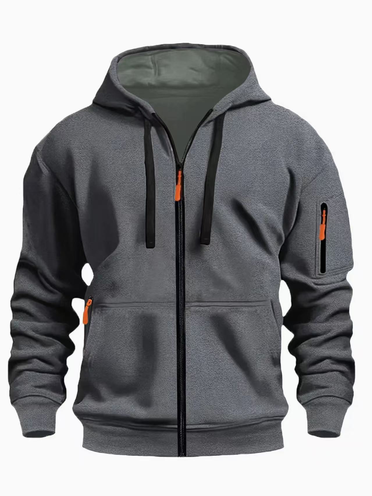 Men's Casual Sports Zipper Hooded Sweatshirt Jacket