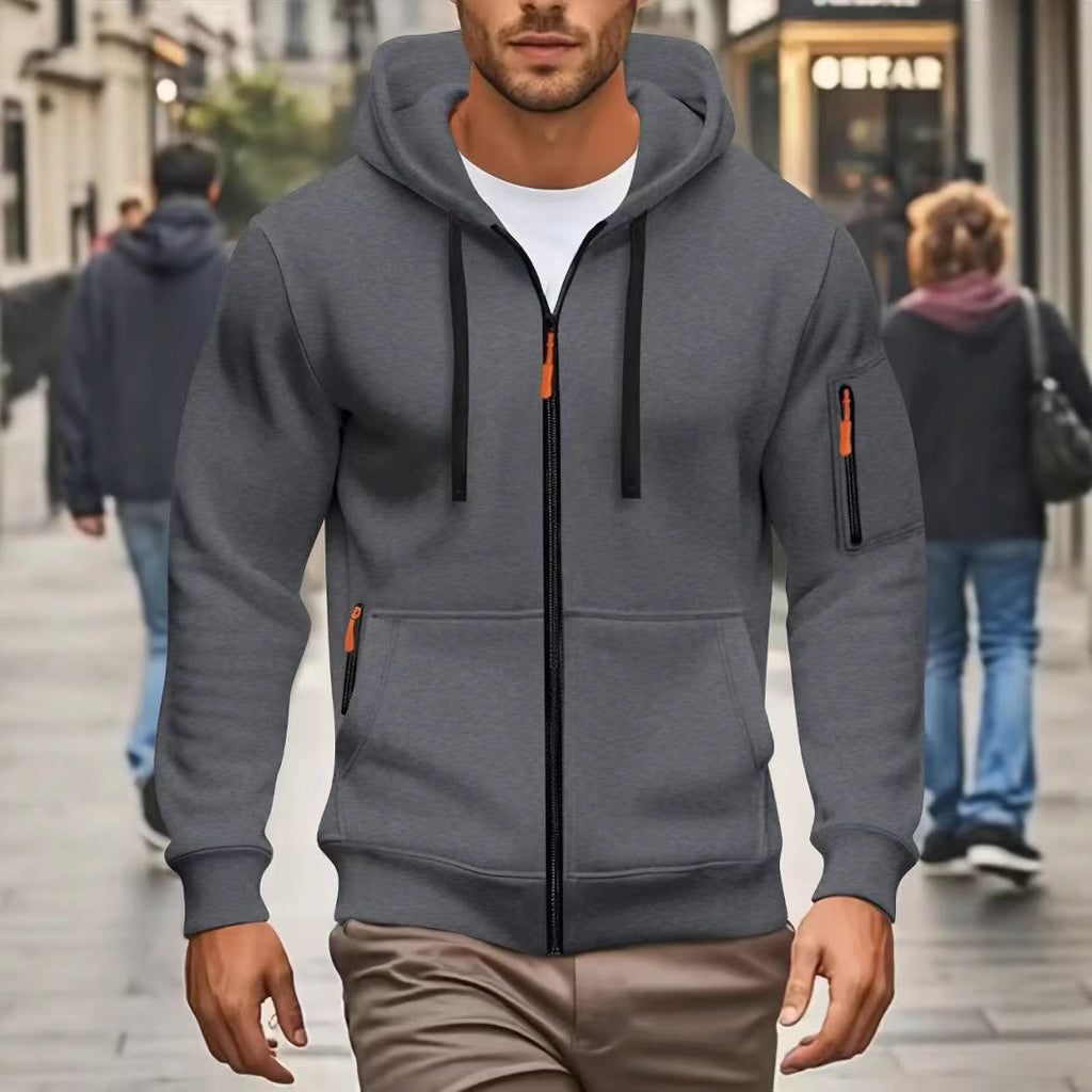 Men's Casual Sports Zipper Hooded Sweatshirt Jacket