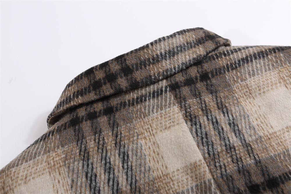 Fashion Checked Woolen Coat Men