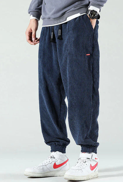 Blue corduroy trousers