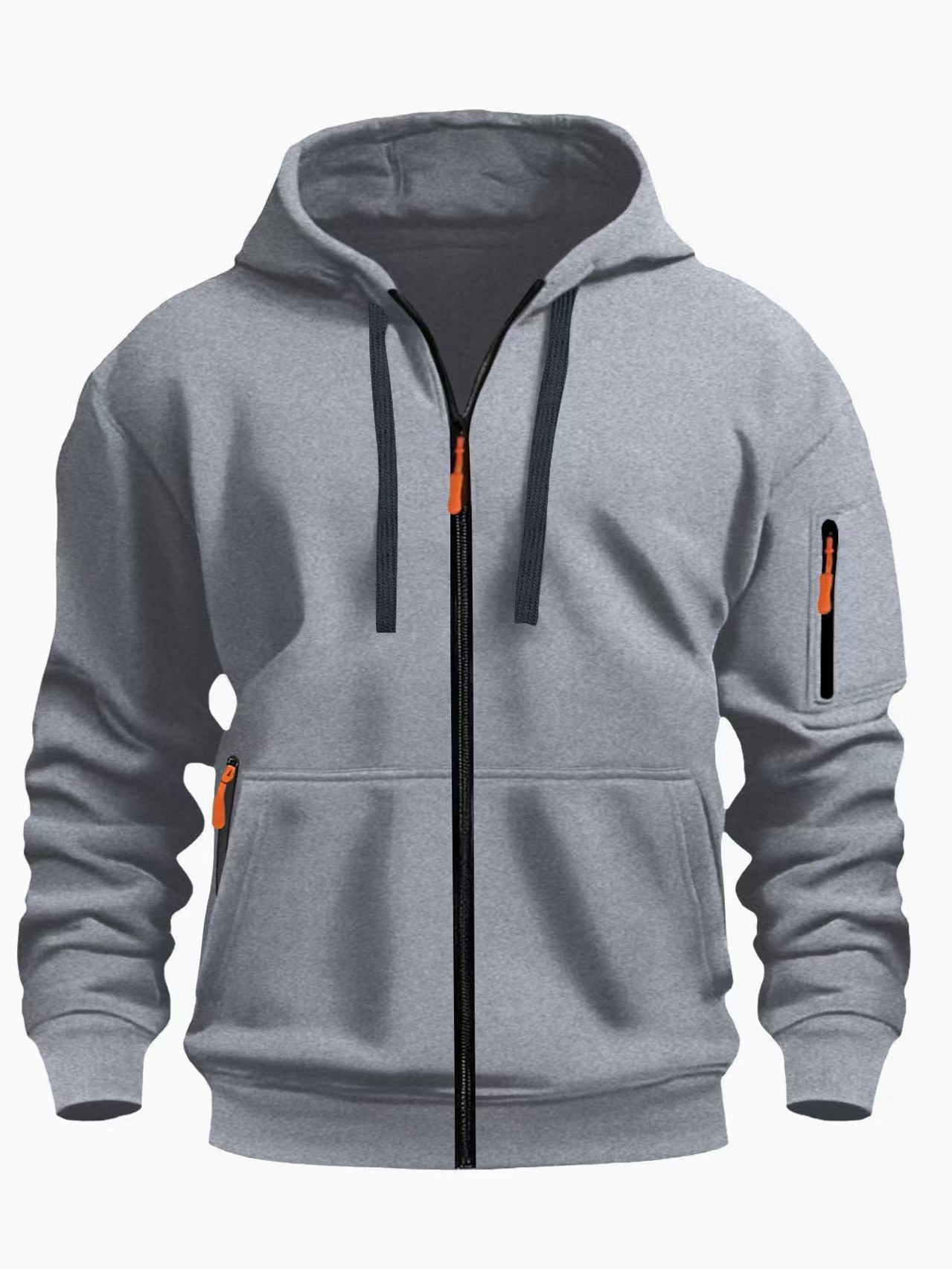 Men's Casual Sports Zipper Hooded Sweatshirt Jacket