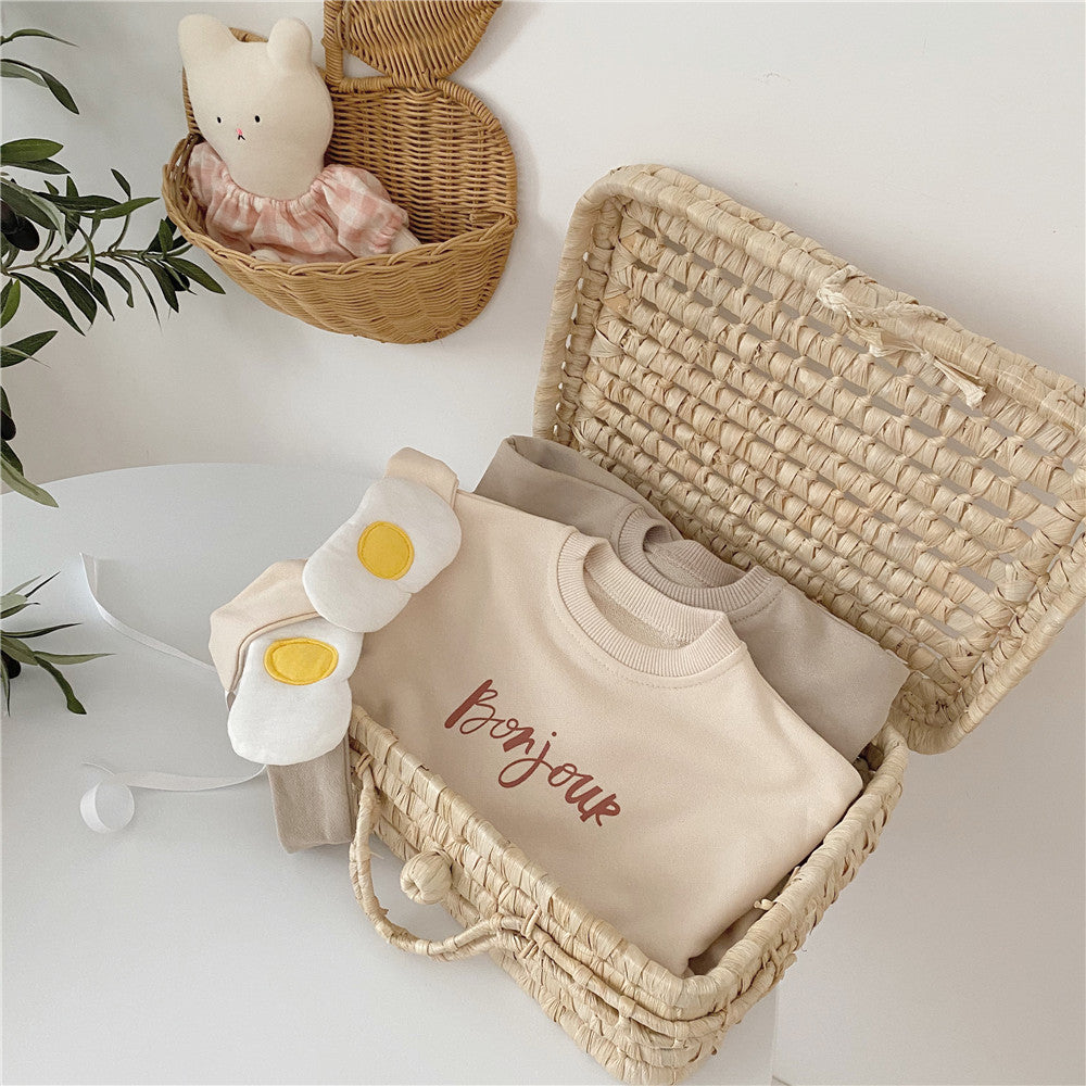 Baby cute poached egg one-piece suit
