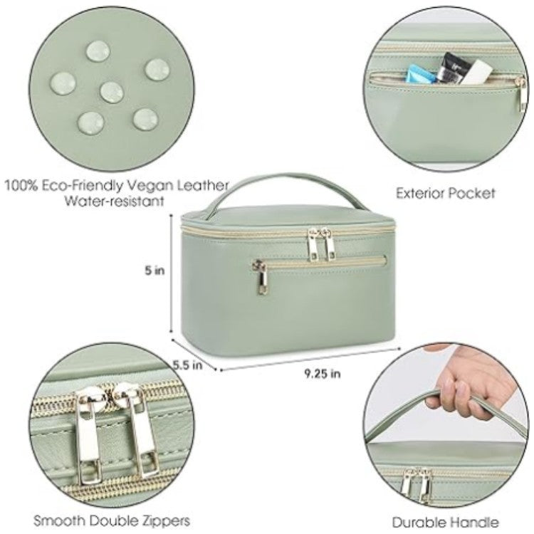 Women's Leather PU Cosmetic Bag Portable Large Capacity Multifunctional Waterproof