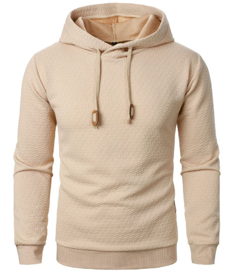 Men's Casual Solid Color Hooded Jacket All-matching Slim Fit Jacquard Plaid