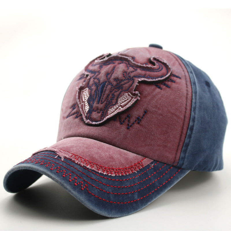 Washed Bull Head Baseball Cap