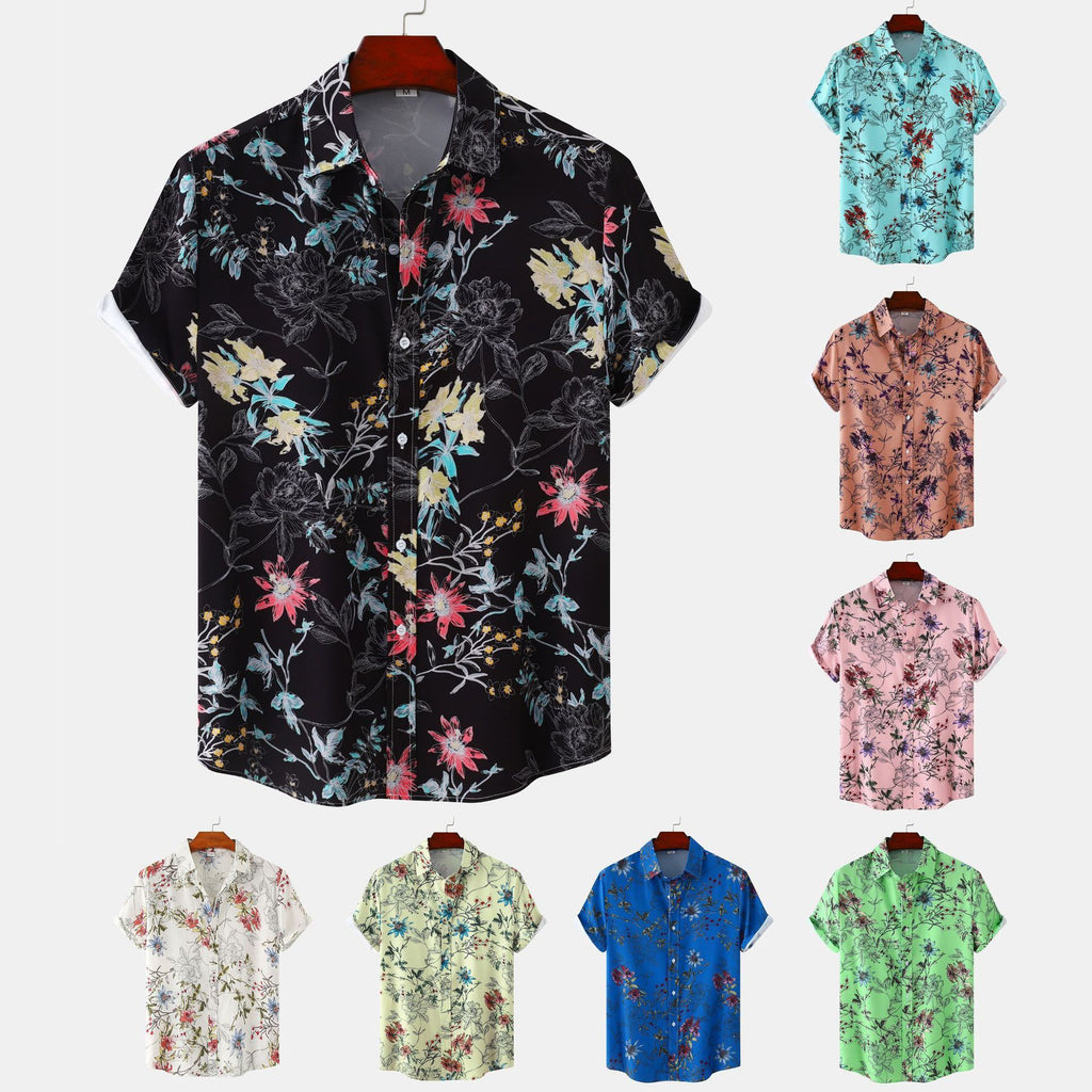 Floral Men's Casual Short Sleeve Printed Shirt