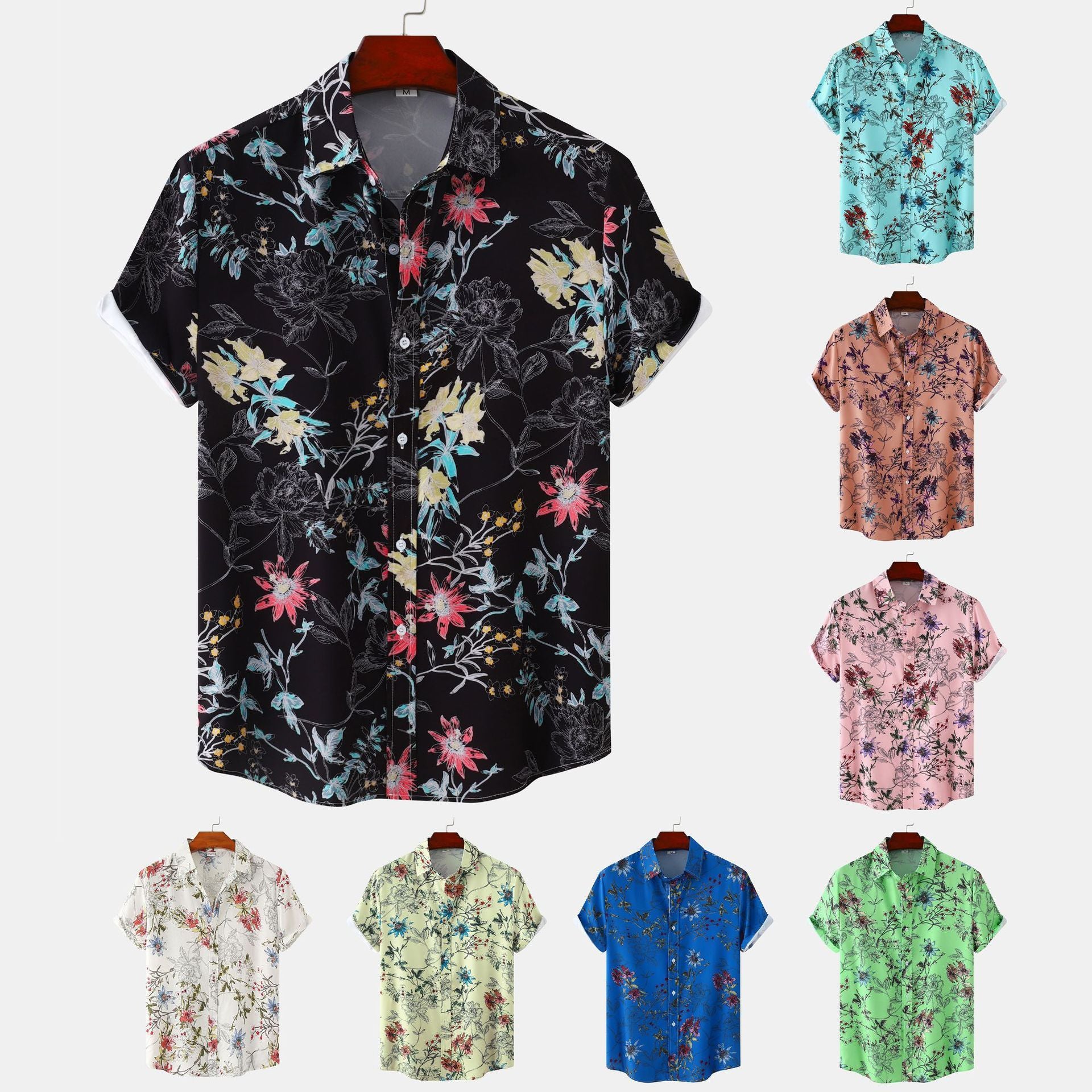 Floral Men's Casual Short Sleeve Printed Shirt