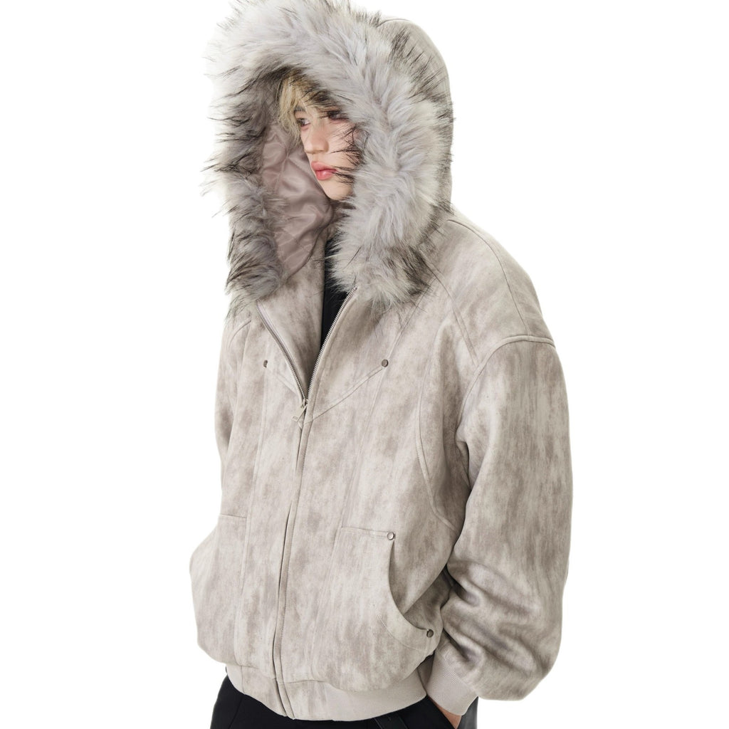 Winter Heavy Work Thick Large Fur Collar Cotton-Padded Atmosphere Cotton Coat For Men