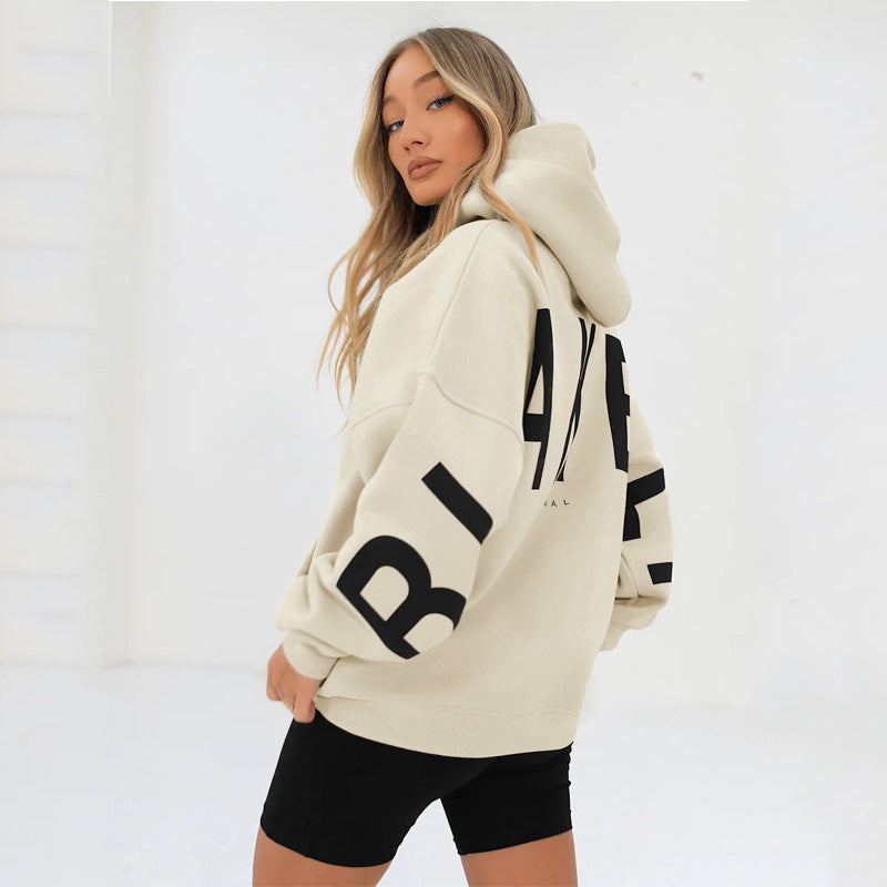 Fashionable Printed Thickened Versatile Long-Sleeve Loose-Fit Hoodie