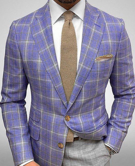 Light Business Men's Suit Printed Checks Coat