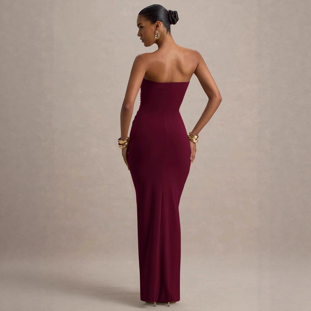 Sexy Bandeau Slim Fit Pleated Sheath Dress