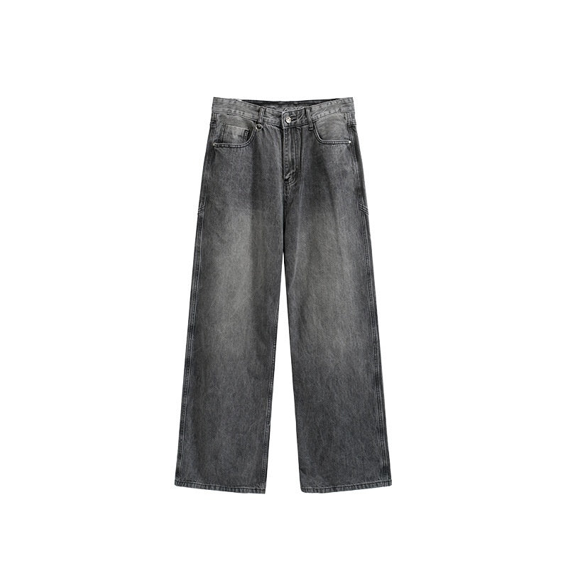 Washed Cut Wide Leg Jeans Men