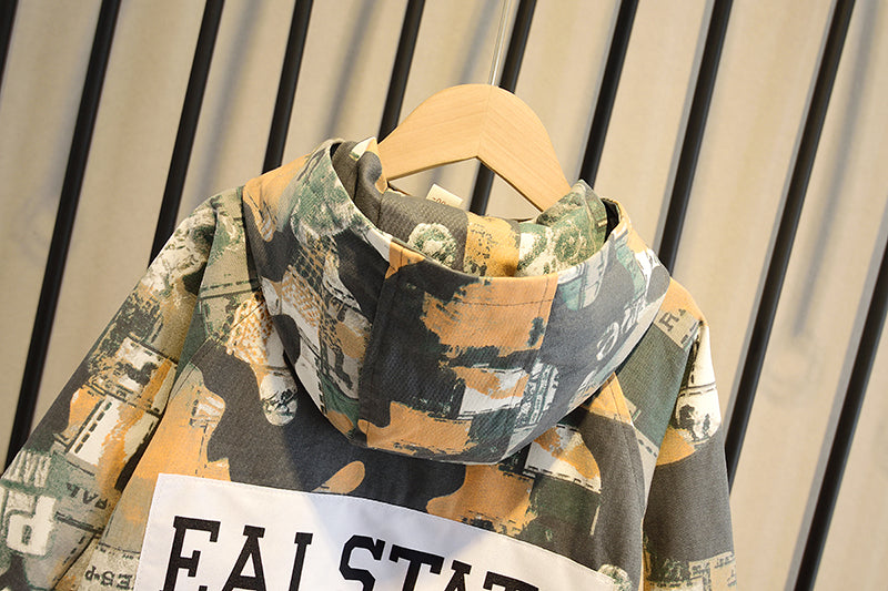 Boys' Autumn Korean Casual Hooded Camouflage Jacket
