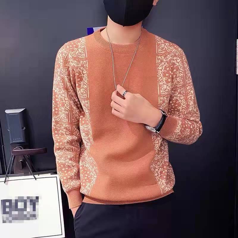 Contrast-color Fashionable Knitwear Crew-neck Sweater For Men