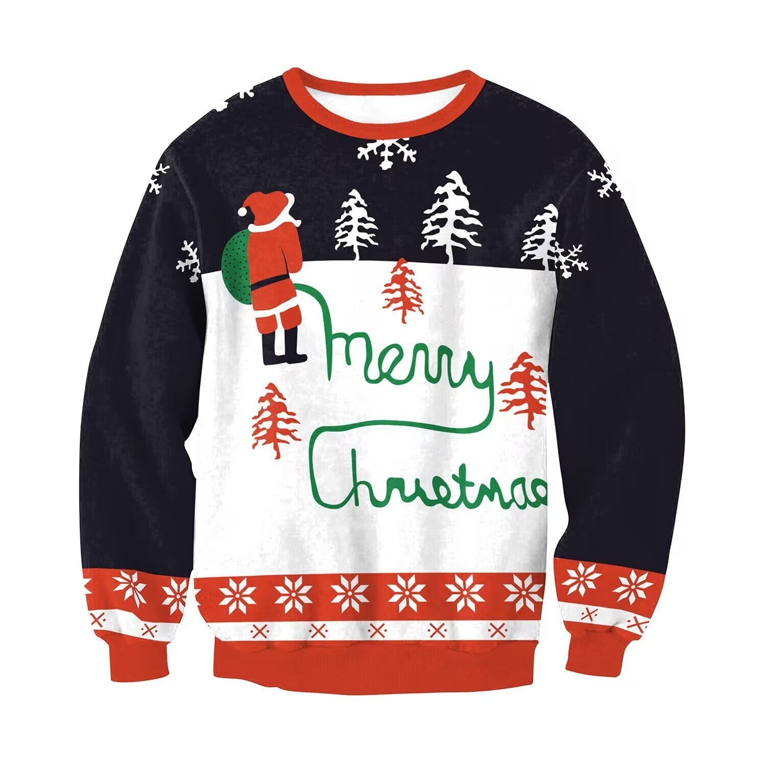Men's And Women's 3D Printed Christmas Round Neck Sweater