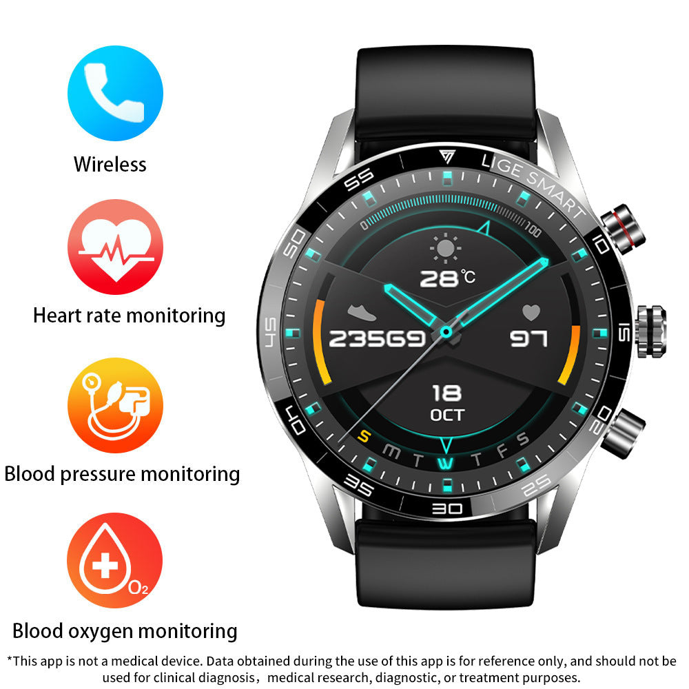 Smart Blood Pressure Heart Rate Bluetooth Multifunctional Men Business Watch