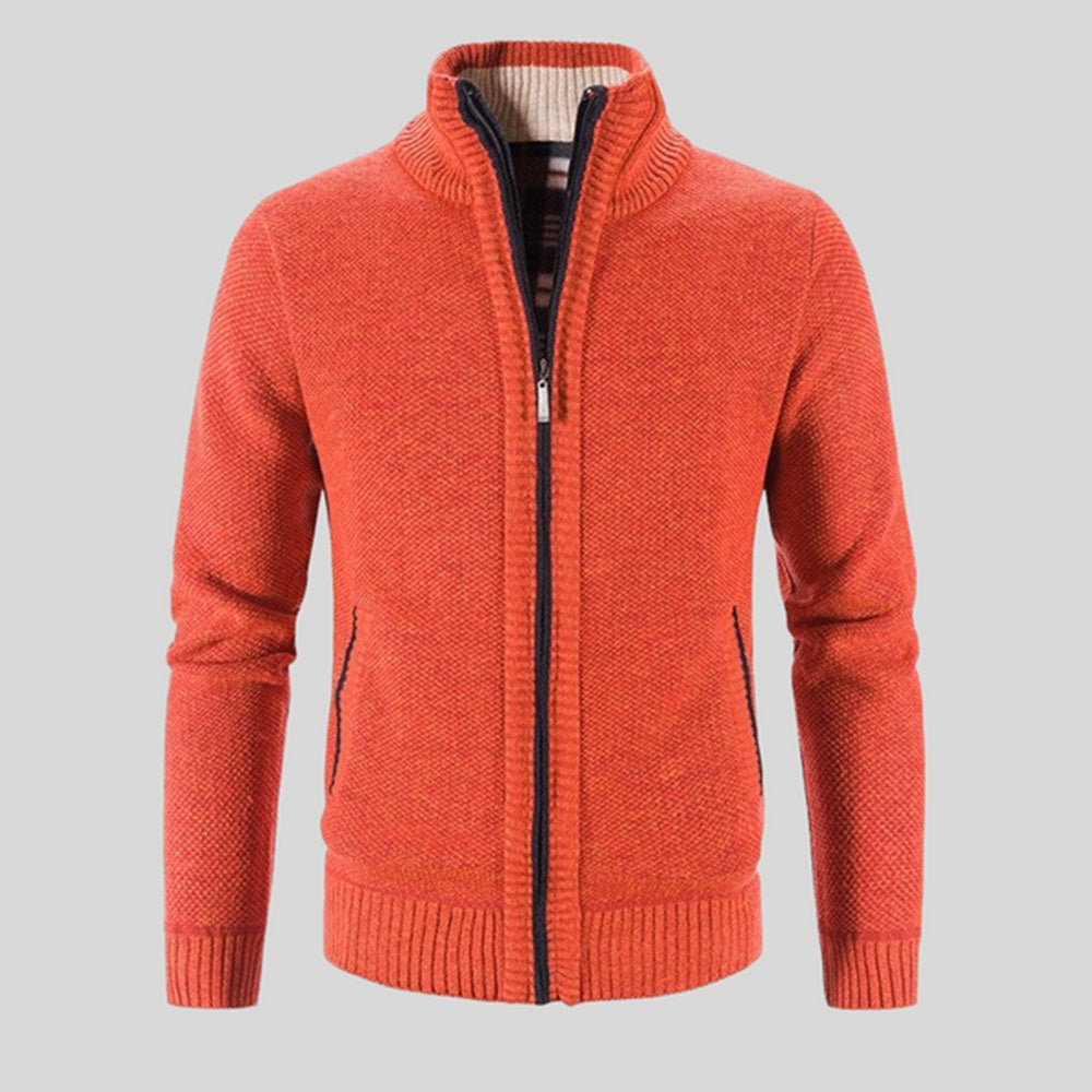Men's Solid Color Stand Collar Cardigan Jacket