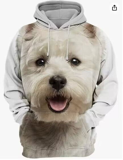 Men's Thermal Transfer 3D Dog Hoodie Coat
