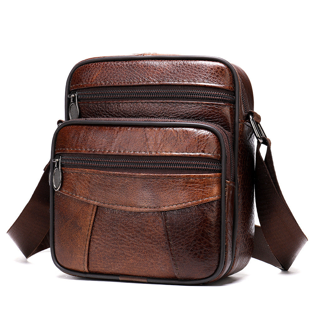 Vertical Head Layer Cowhide Casual One-shoulder Messenger Bag