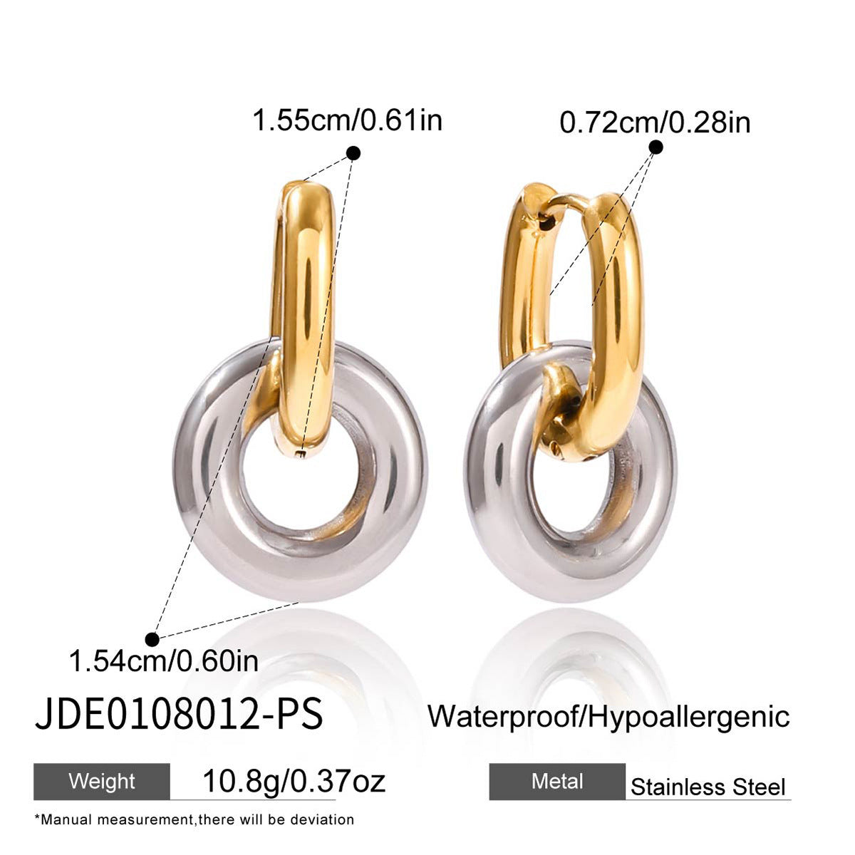 Titanium Steel Double Ring Earrings Light Luxury High Sense Ear Clip