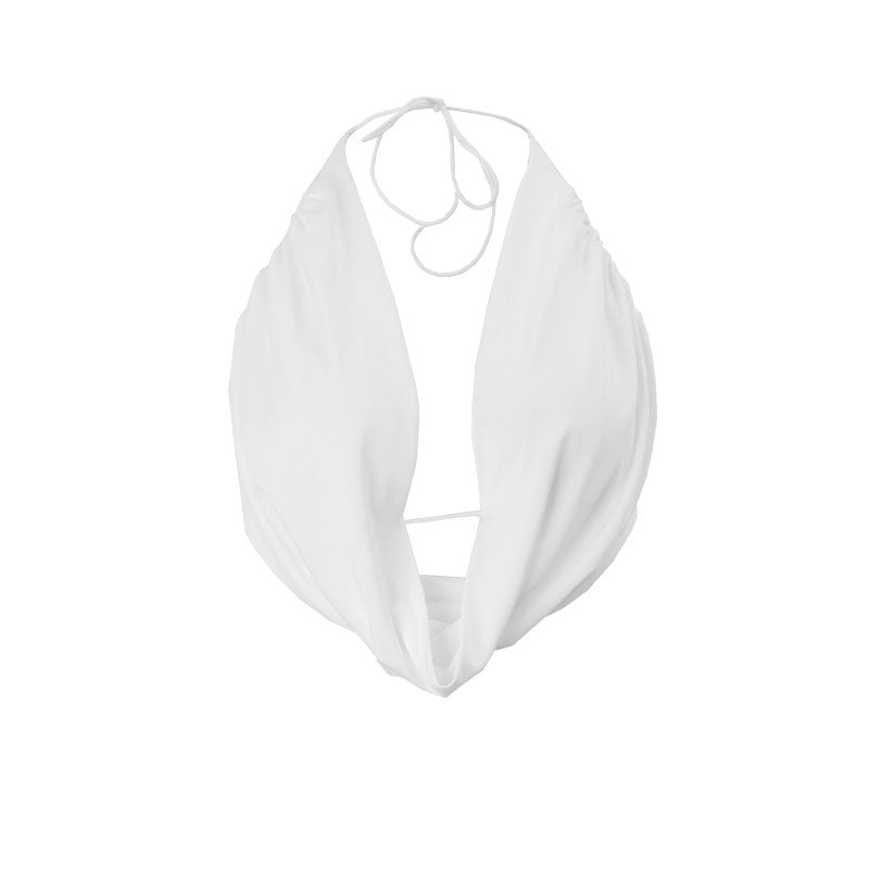 Women's Fashion Hot Girl Halterneck Vest American Backless Solid Color Top