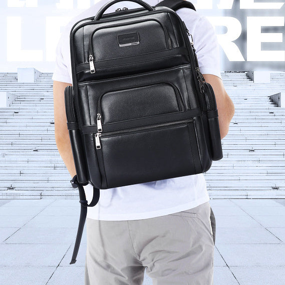 Genuine Leather Men's Commuter Backpack First Layer Cowhide