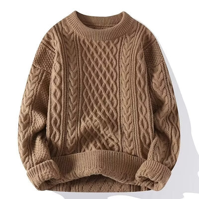 Couple's Red Sweater Men's Lazy Thick Hemp Flowers Knitwear Coat Cotton Knitwear Winter Wool