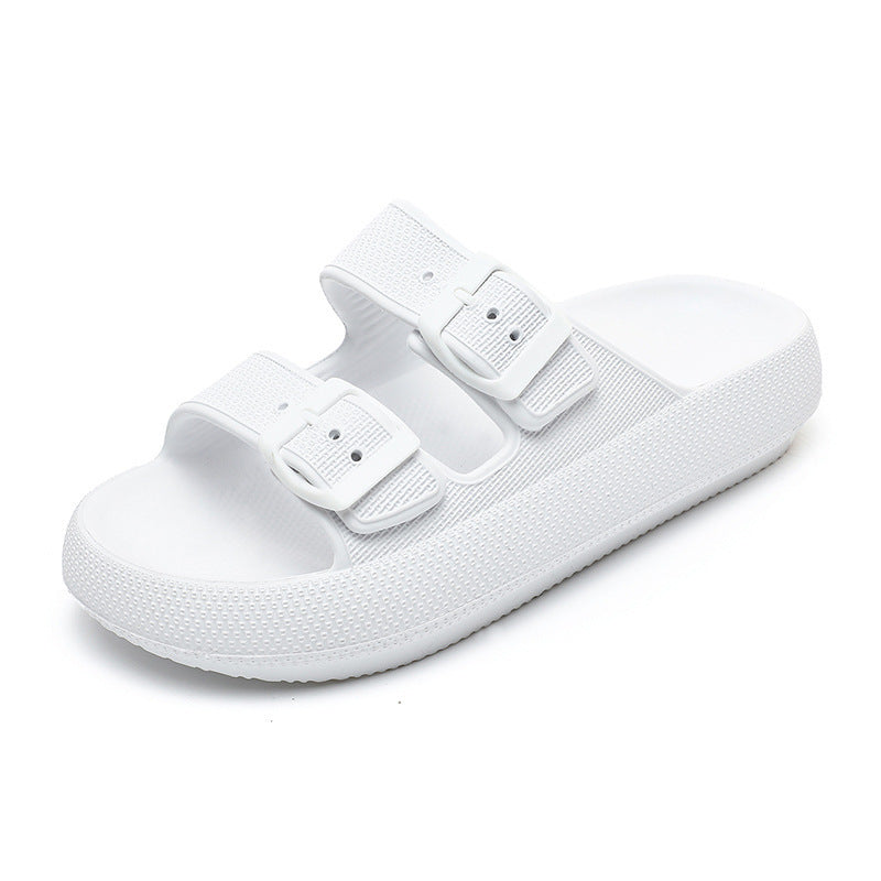 High Elastic Rubber Soft Platform Double Buckle Slippers For Women