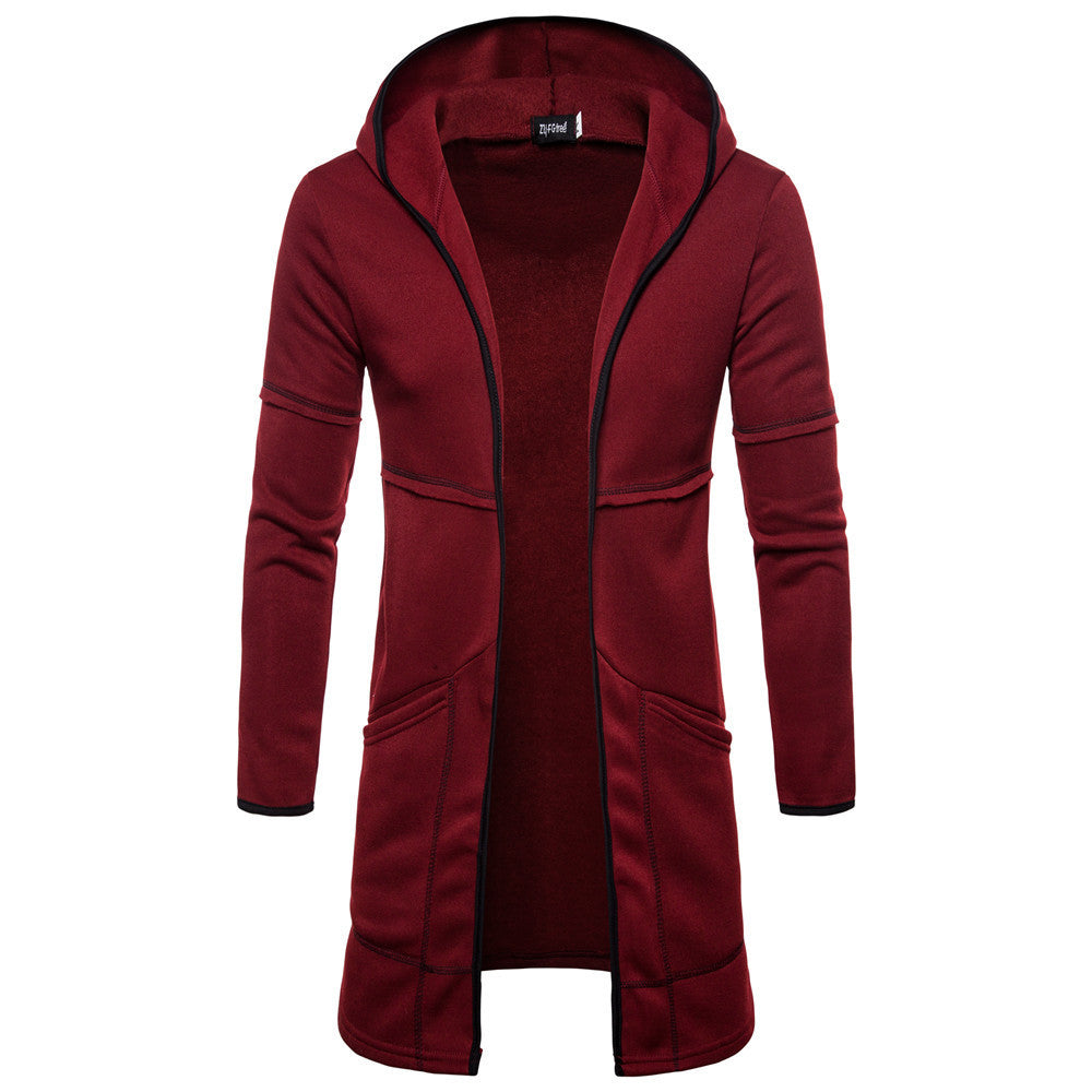 Men's Sweater New Mid-Length Large Pocket Hooded Cardigan For Men