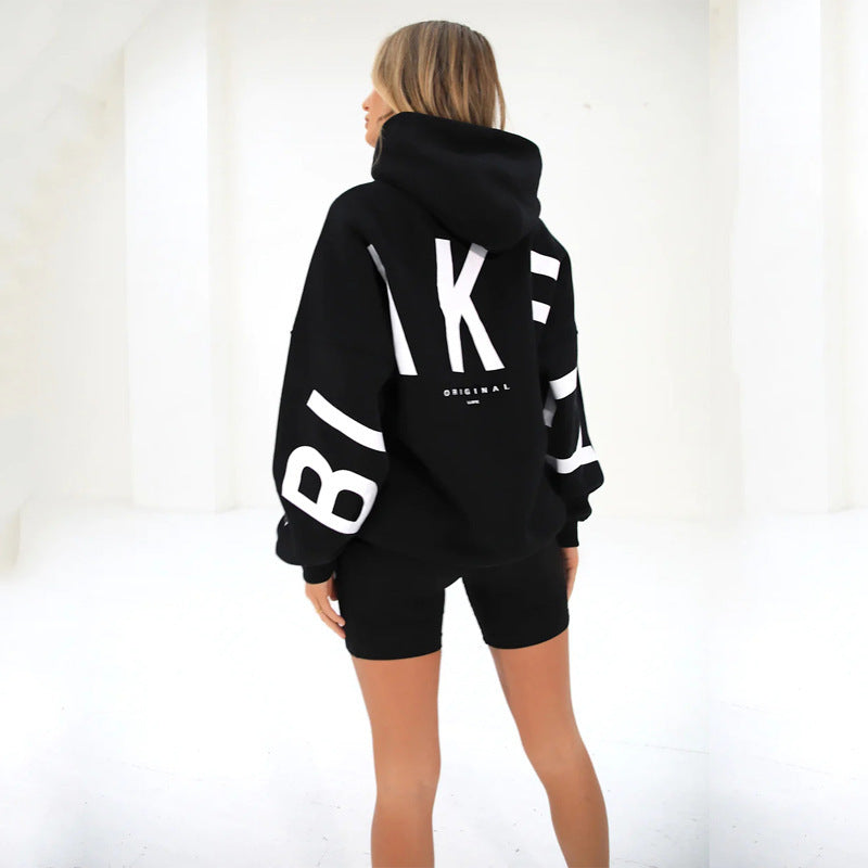 Fashionable Printed Thickened Versatile Long-Sleeve Loose-Fit Hoodie