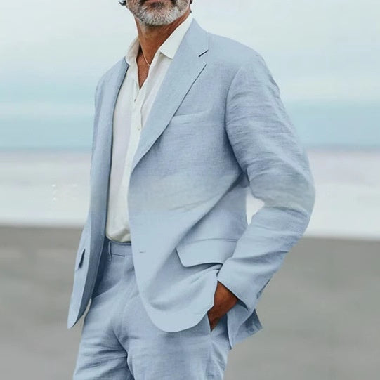 Men's Suit Casual Men's Linen Business Banquet Two-piece Suit