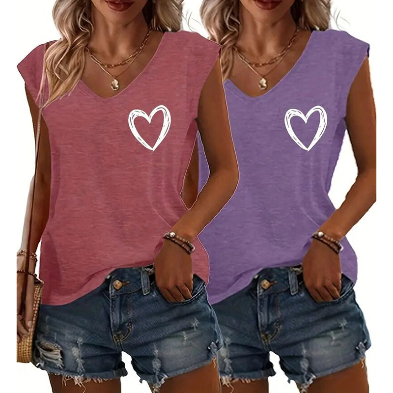 Women's 2-Pack Graphic Tees, Funny Print Short Sleeve Casual Summer Tops