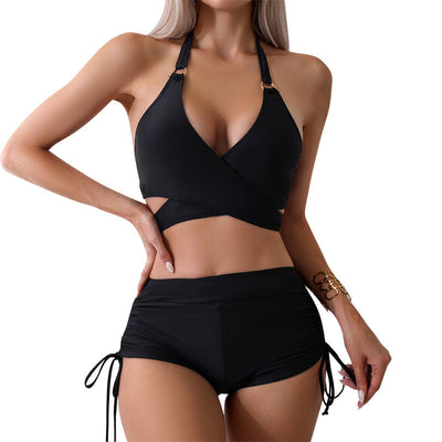 Fashion Cross Hollow Out Tied Women's Split Suit